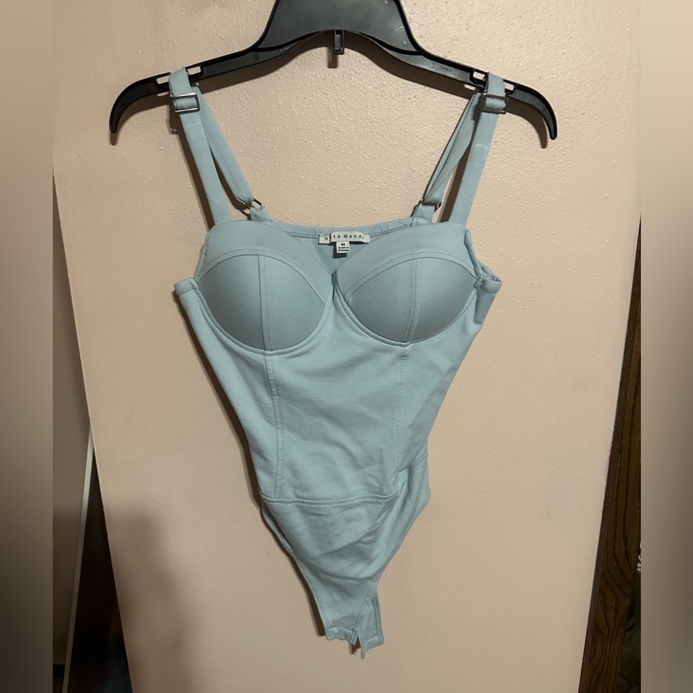 Blue body suit cute front